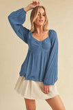 Aemi + Co Ruched Sweetheart Neck Balloon Sleeve Blouse - Trendsi - Flyclothing LLC