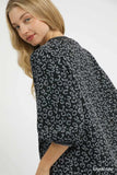Umgee Leopard Print Jacquard Blouse with Puff Sleeves - Trendsi - Flyclothing LLC