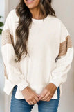 Slit Color Block Long Sleeve Sweatshirt - Trendsi - Flyclothing LLC
