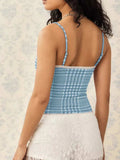 Lace Detail Plaid Square Neck Cami - Trendsi - Flyclothing LLC