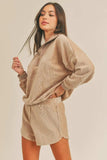 MABLE Corduroy Half Zip Top and Shorts Set - Trendsi - Flyclothing LLC