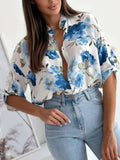 Printed Button Up Half Sleeve Shirt - Trendsi - Flyclothing LLC