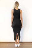 Slit Ribbed Round Neck Sleeveless Dress - Trendsi - Flyclothing LLC