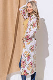 And The Why Floral Kimono Open Front Longline Cardigan - Trendsi - Flyclothing LLC