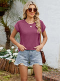 Round Neck Short Sleeve T-Shirt - Trendsi - Flyclothing LLC