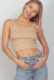 VERY J Cable Knit Seamless Cropped Cami - Trendsi - Flyclothing LLC