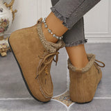 Plush Lined Ankle Boots - Trendsi - Flyclothing LLC