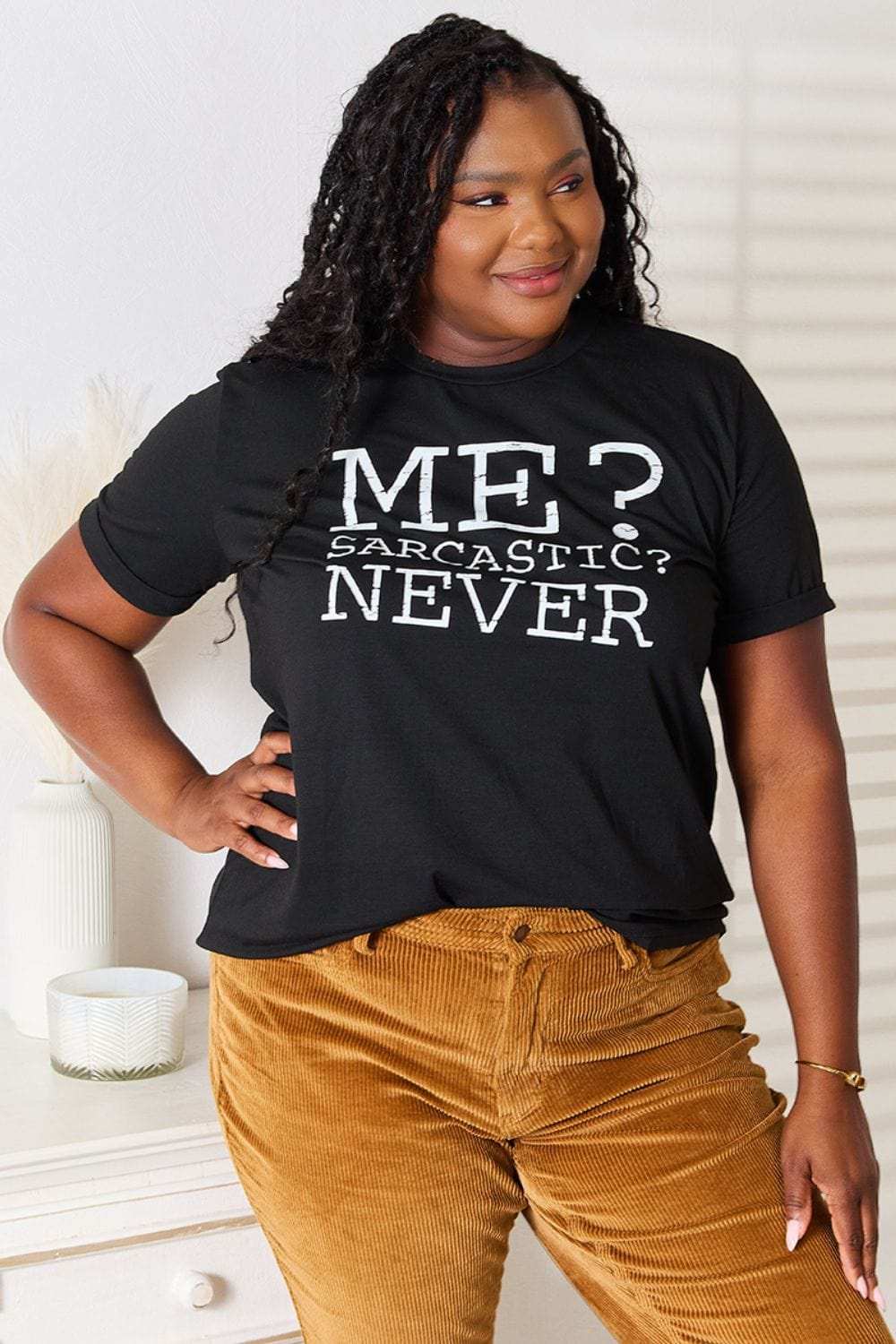 Simply Love Letter Graphic Round Neck T-Shirt - Trendsi - Flyclothing LLC