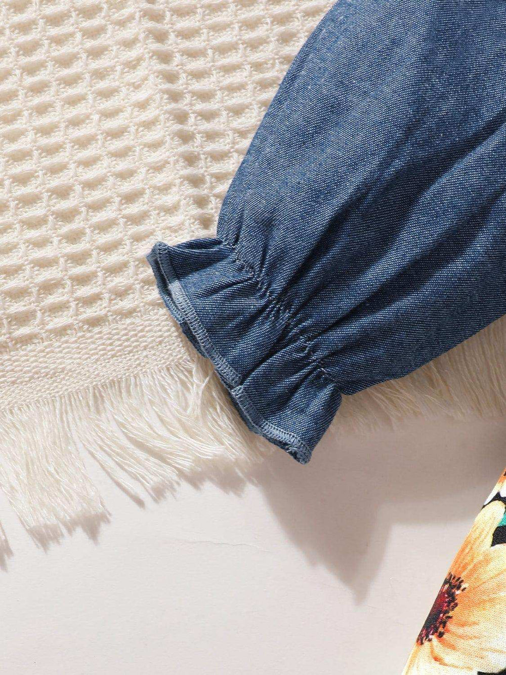 Children's Ruffled Bow Contrast Floral Dress with Headband - Trendsi - Flyclothing LLC