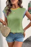 Contrast Trim Ribbed Knit Sleeveless Top - Trendsi - Flyclothing LLC