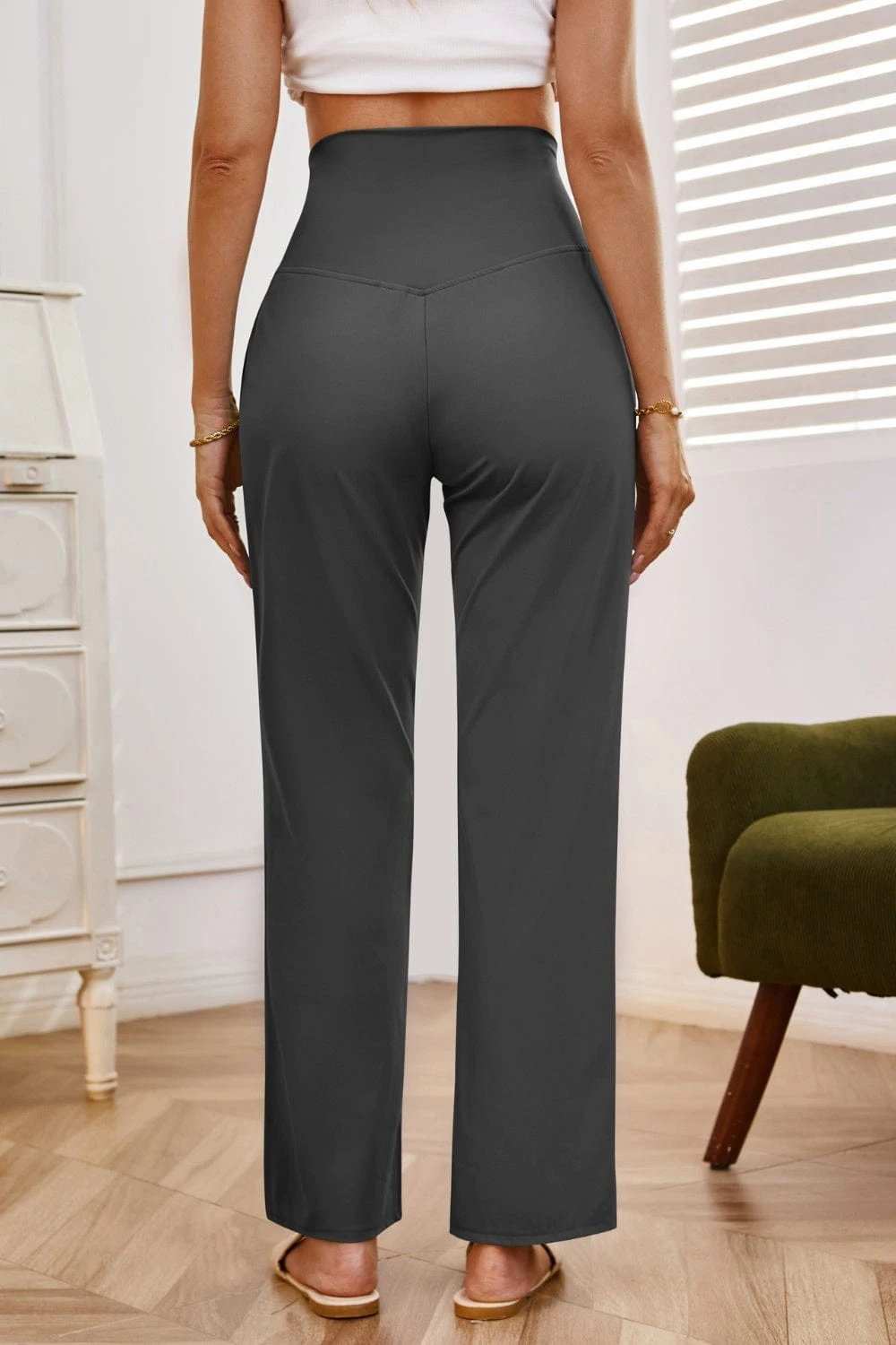 High Waist Wide Leg Pants with Pockets - Trendsi - Flyclothing LLC
