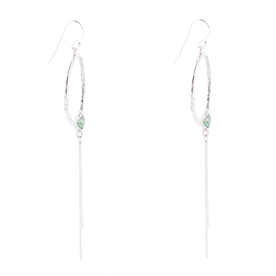Turquoise and Sterling Silver Chain Fringe Front Hoop - Barse Jewelry - Flyclothing LLC