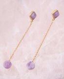 Chained Up Purple Amethyst and Golden Bronze Dangle Earrings - Barse Jewelry - Flyclothing LLC