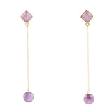 Chained Up Purple Amethyst and Golden Bronze Dangle Earrings - Barse Jewelry - Flyclothing LLC