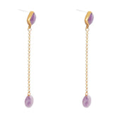 Chained Up Purple Amethyst and Golden Bronze Dangle Earrings - Barse Jewelry - Flyclothing LLC