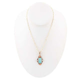 Champs Blue Turquoise and Orange Coral Golden Pendant Necklace - Barse Jewelry - Flyclothing LLC