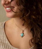 Champs Blue Turquoise and Orange Coral Golden Pendant Necklace - Barse Jewelry - Flyclothing LLC