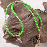 Charmed Cactus Lime Green Turquoise Golden Pendant Necklace - Barse Jewelry - Flyclothing LLC