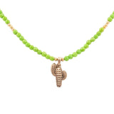 Charmed Cactus Lime Green Turquoise Golden Pendant Necklace - Barse Jewelry - Flyclothing LLC