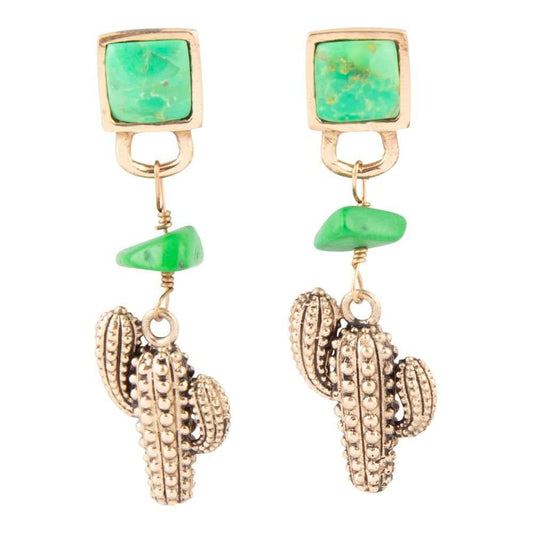 Charmed Cactus Lime Green Turquoise Post Earrings - Barse Jewelry - Flyclothing LLC