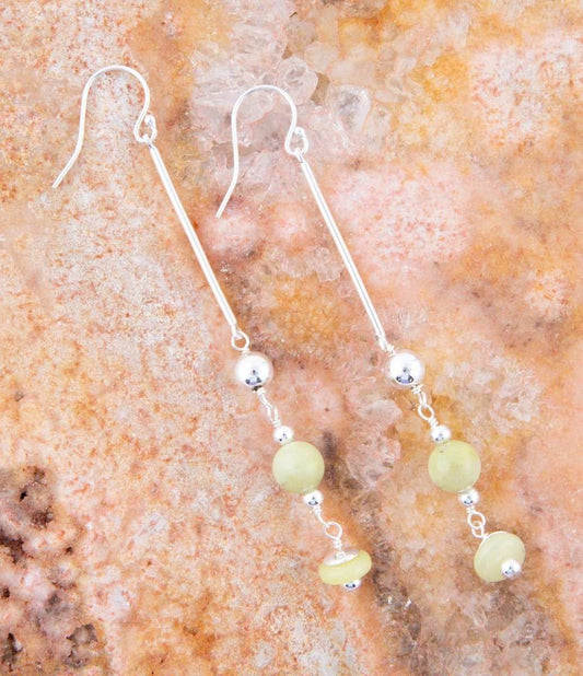 Chartruese Lemon Jade Linear Earrings - Barse Jewelry - Flyclothing LLC