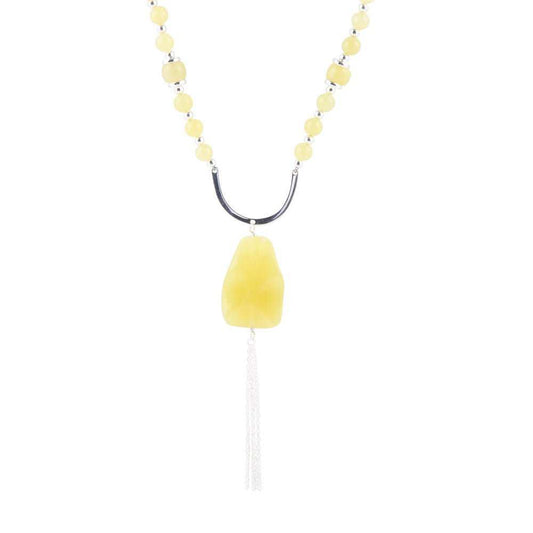 Chartruese Lemon Jade Long Pendant Necklace - Barse Jewelry - Flyclothing LLC