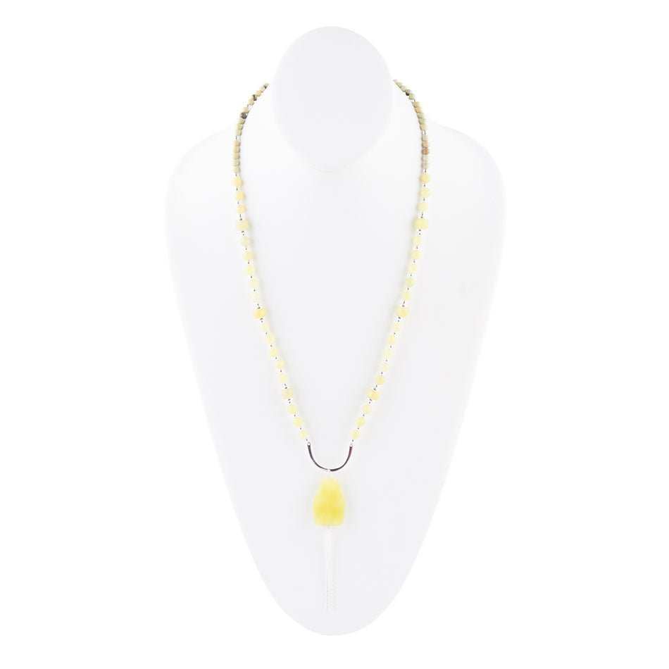 Chartruese Lemon Jade Long Pendant Necklace - Barse Jewelry - Flyclothing LLC
