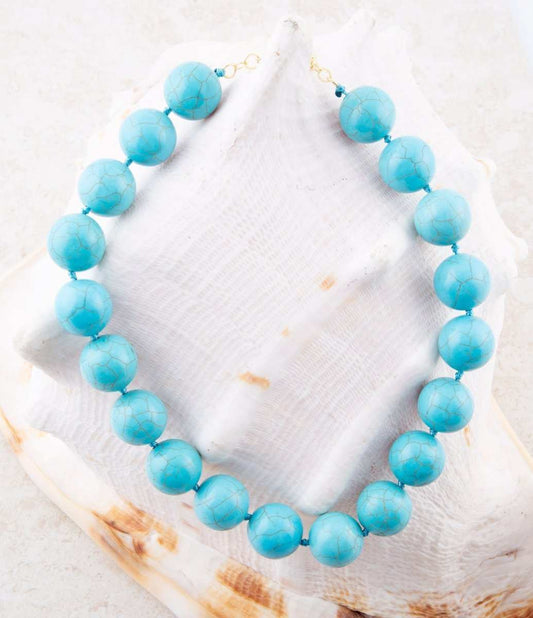Chunky Blue Turquoise Magnesite Beaded Necklace - Barse Jewelry - Flyclothing LLC