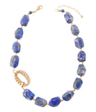 Chunky Blue Lapis Station Golden Necklace - Barse Jewelry - Flyclothing LLC
