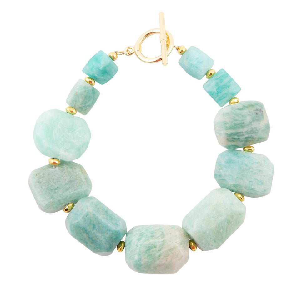 Chunky Green Amazonite Golden Toggle Bracelet - Barse Jewelry - Flyclothing LLC