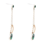 Circle Green Malachite and Two-Toned Metal Dangle Earrings - Barse Jewelry - Flyclothing LLC