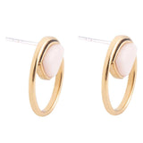 Circle Pink Opal and Golden Bronze Post Stud Earrings - Barse Jewelry - Flyclothing LLC