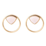 Circle Pink Opal and Golden Bronze Post Stud Earrings - Barse Jewelry - Flyclothing LLC
