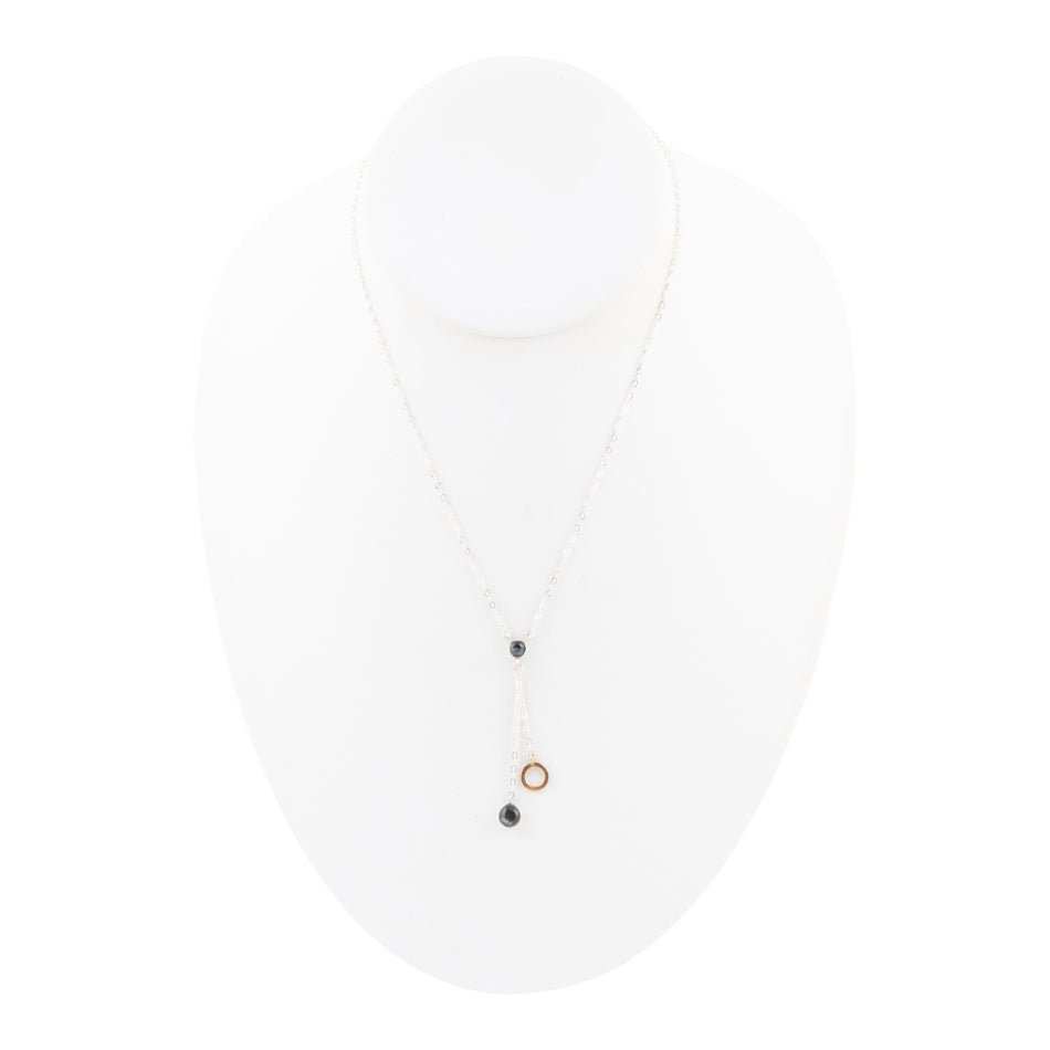 Circle Two-Toned Grey Labradorite Sterling Silver Necklace - Barse Jewelry - Flyclothing LLC