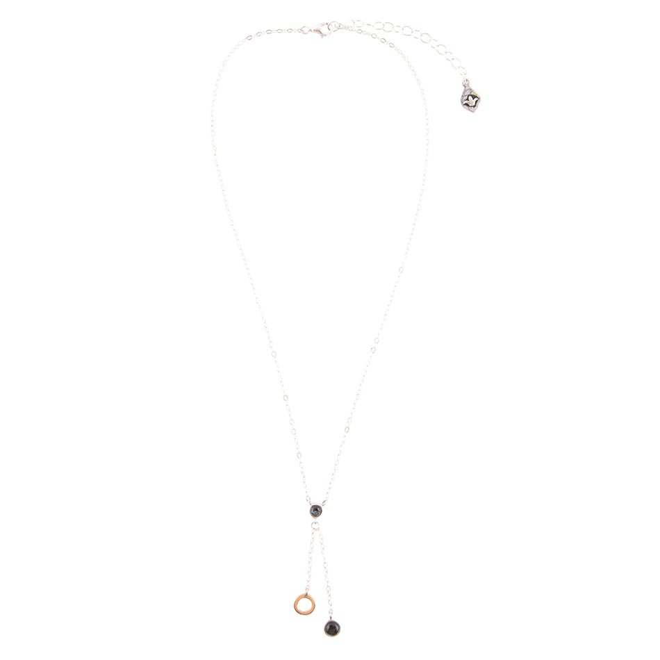 Circle Two-Toned Grey Labradorite Sterling Silver Necklace - Barse Jewelry - Flyclothing LLC