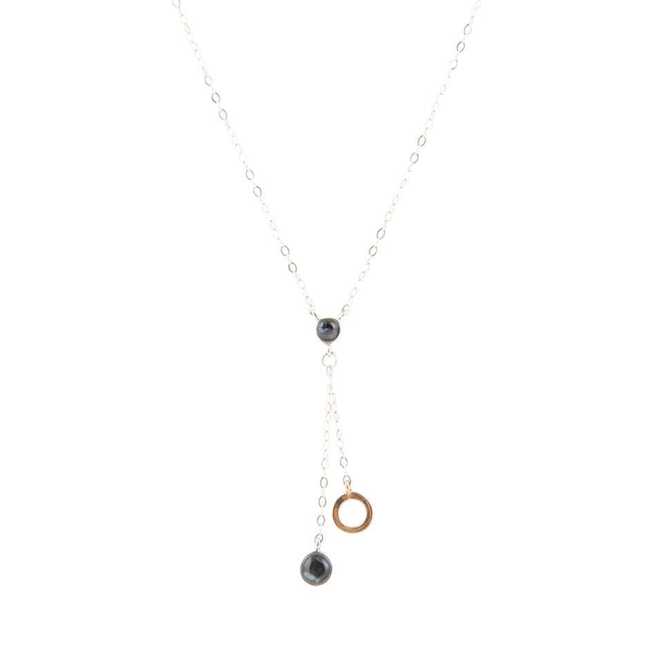 Circle Two-Toned Grey Labradorite Sterling Silver Necklace - Barse Jewelry - Flyclothing LLC