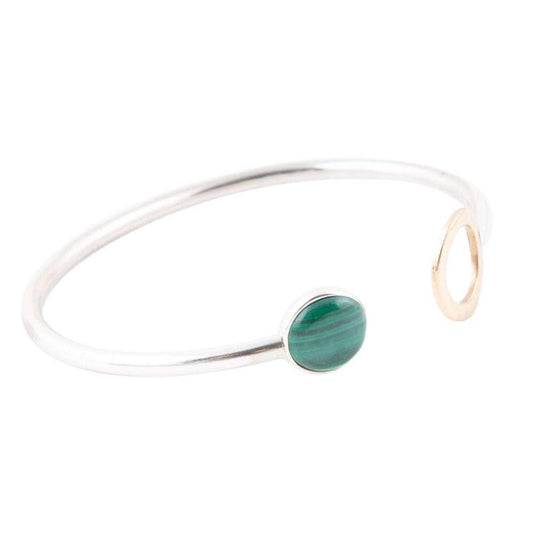 Circle Two Toned Green Malachite Cuff Bracelet - Barse Jewelry - Flyclothing LLC