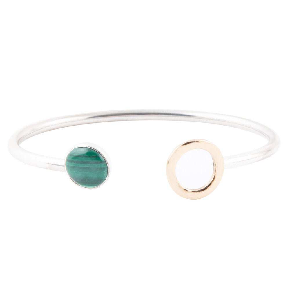 Circle Two Toned Green Malachite Cuff Bracelet - Barse Jewelry - Flyclothing LLC
