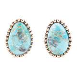 Clip On Blue Turquoise Golden Earrings - Barse Jewelry - Flyclothing LLC