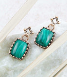 Cognate Green Malachite Post Drop Golden Earrings - Barse Jewelry - Flyclothing LLC