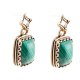 Cognate Green Malachite Post Drop Golden Earrings - Barse Jewelry - Flyclothing LLC