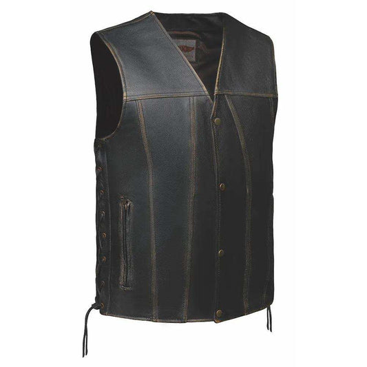 Colorado - Mens Brown Leather Vest - Unik Just for Bikers - Flyclothing LLC