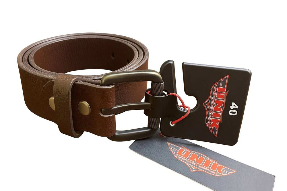 Mens Premium Leather Belt - Unik Just for Bikers - Flyclothing LLC