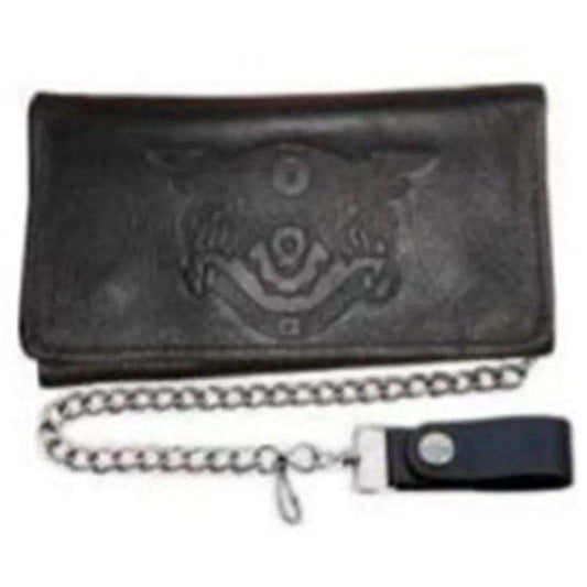Black Trifold Snap Closure Biker Wallet - Unik Just for Bikers - Flyclothing LLC