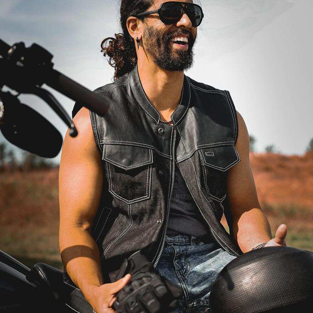 Hybrid white - Mens Hybrid Club Vest - Unik Just for Bikers - Flyclothing LLC