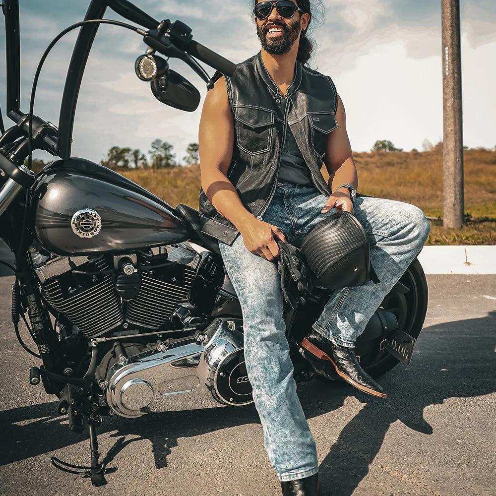 Hybrid white - Mens Hybrid Club Vest - Unik Just for Bikers - Flyclothing LLC