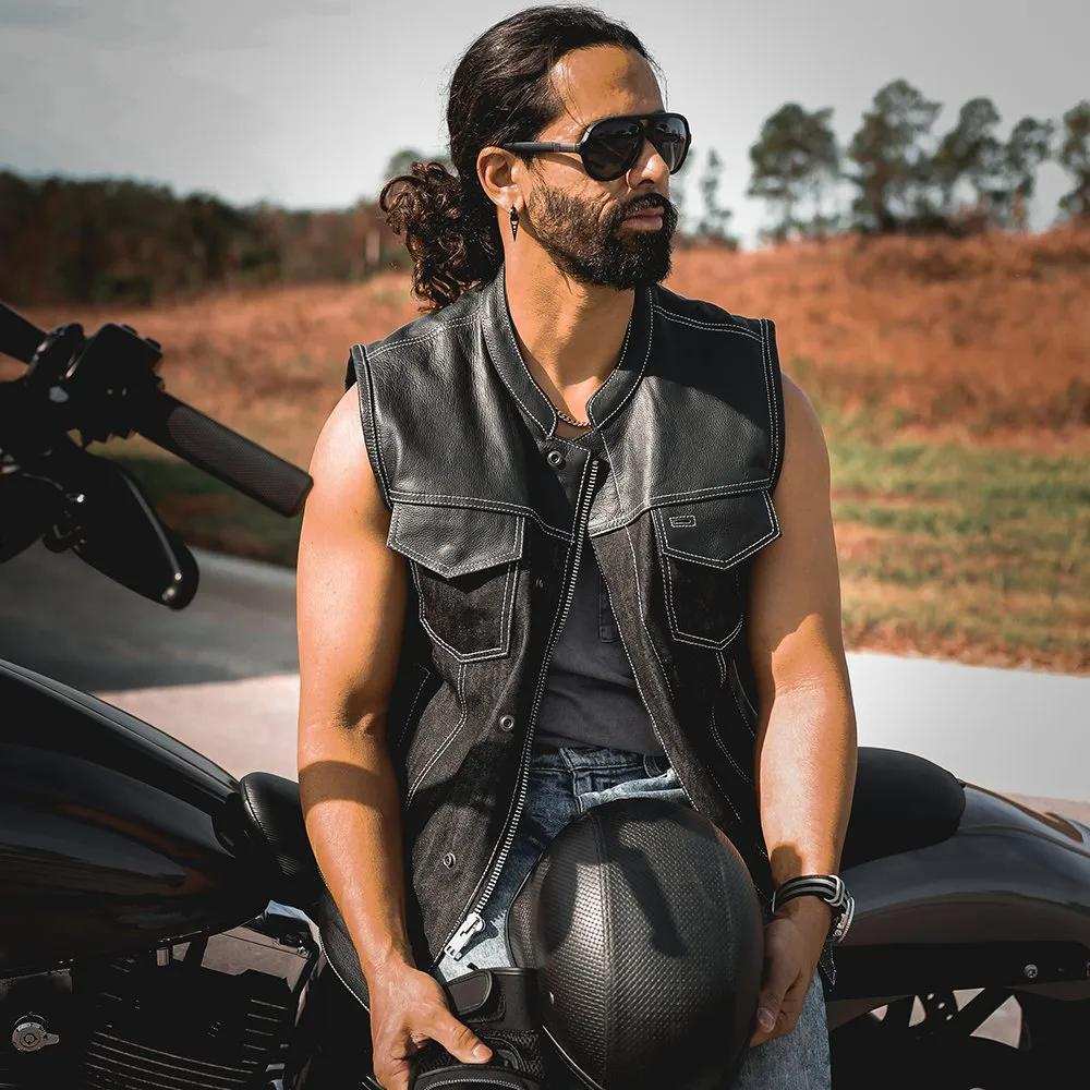 Hybrid white - Mens Hybrid Club Vest - Unik Just for Bikers - Flyclothing LLC