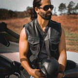 Hybrid white - Mens Hybrid Club Vest - Unik Just for Bikers - Flyclothing LLC