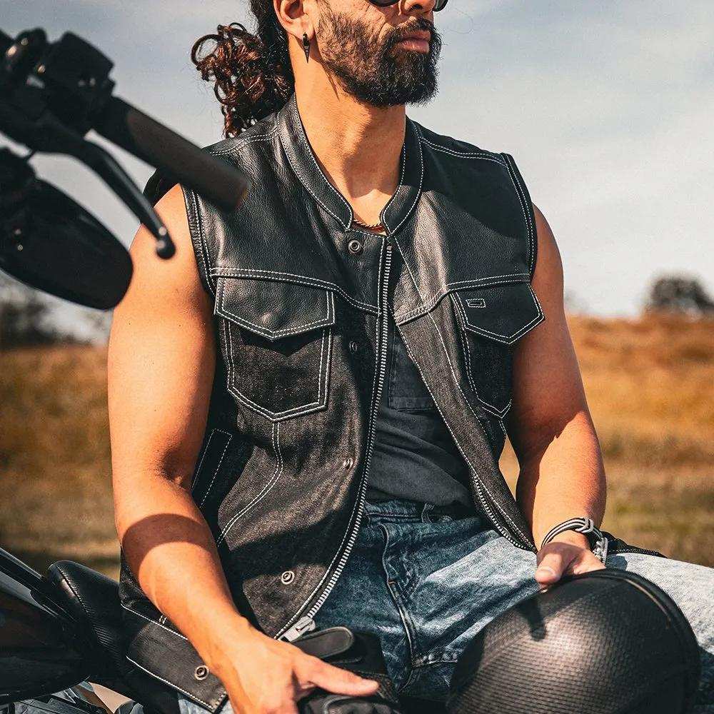Hybrid white - Mens Hybrid Club Vest - Unik Just for Bikers - Flyclothing LLC