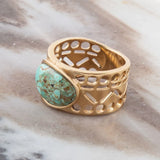 Cut it Out Blue Turquoise Golden Ring - Barse Jewelry - Flyclothing LLC